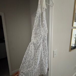 Angel Biba White Sequin Backless Dress